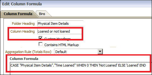 Edit Column Formula for Time Loaned CASE Condition